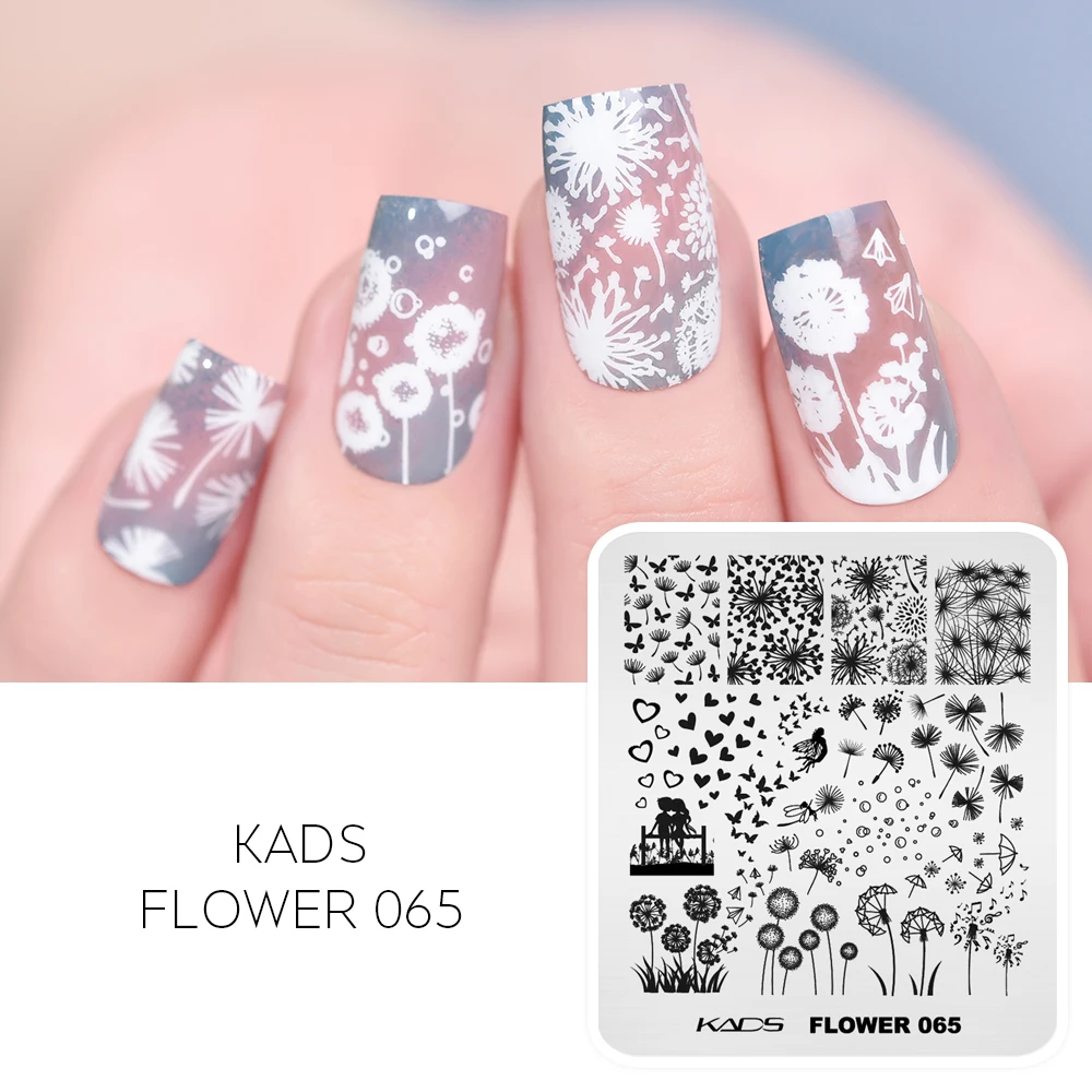 

KADS Nail Art Stamp Plate Flower 065 Various Forms of Dandelion Pattern Stamping Template Stencil Print Tool DIY Nail Decoration