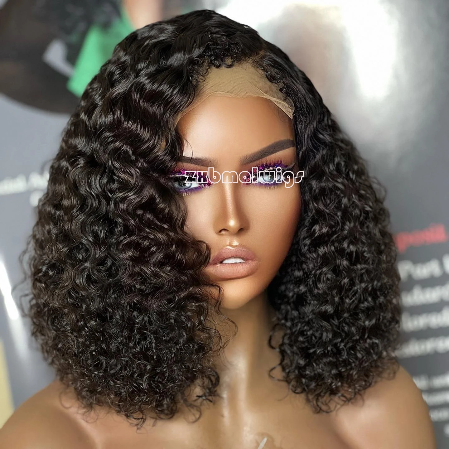 

MXWIGS синтетические волосы черные короткие Курчавые Кудрявые 13X 4 кружевные передние парики для женщин бесклеевые предварительно выщипанные термостойкие косплей