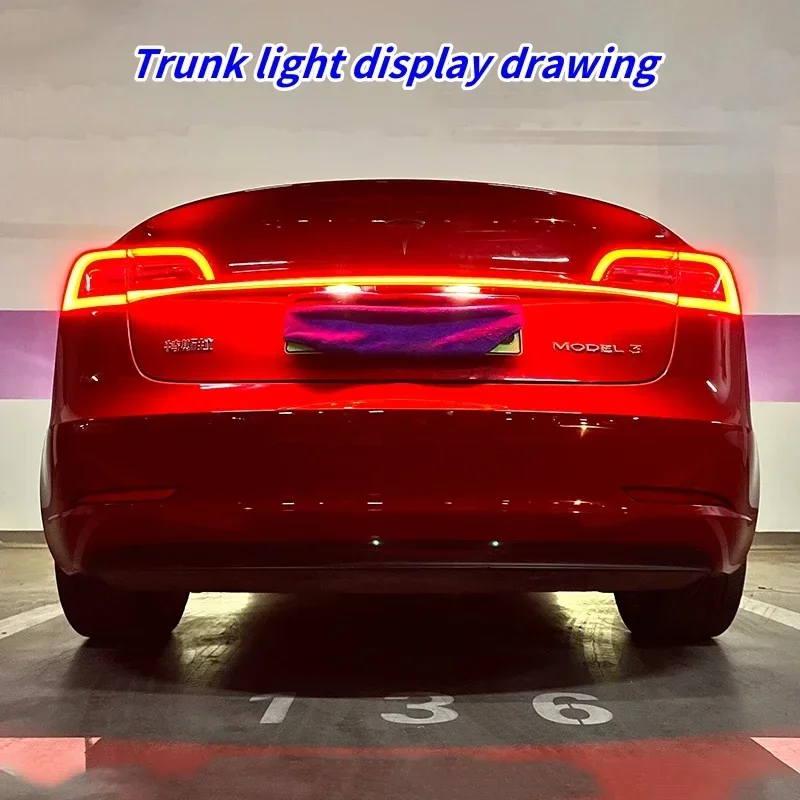 For Tesla Car Model Y 3 Through Taillight Dynamic Tail Rear Light Strip Upgrade And Modification Decoration M3 Y Upgrades