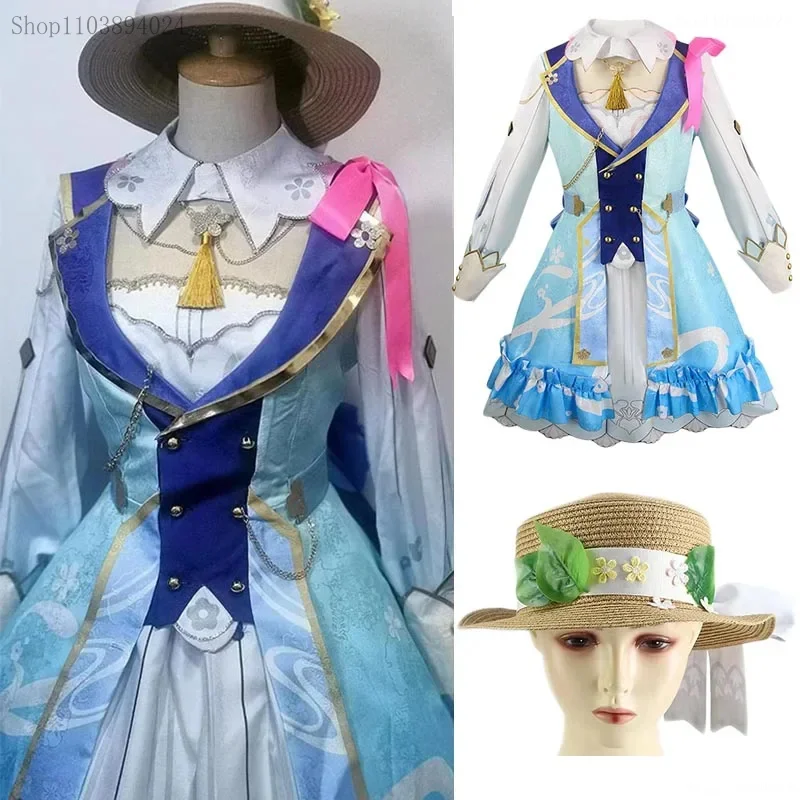 

Cosliy Kamisato Ayaka New Skin Cosplay Costume Ayaka New Outfits Springbloom Missive Dress Hat Fan Euro Size Ayaka Dress # 1 # W