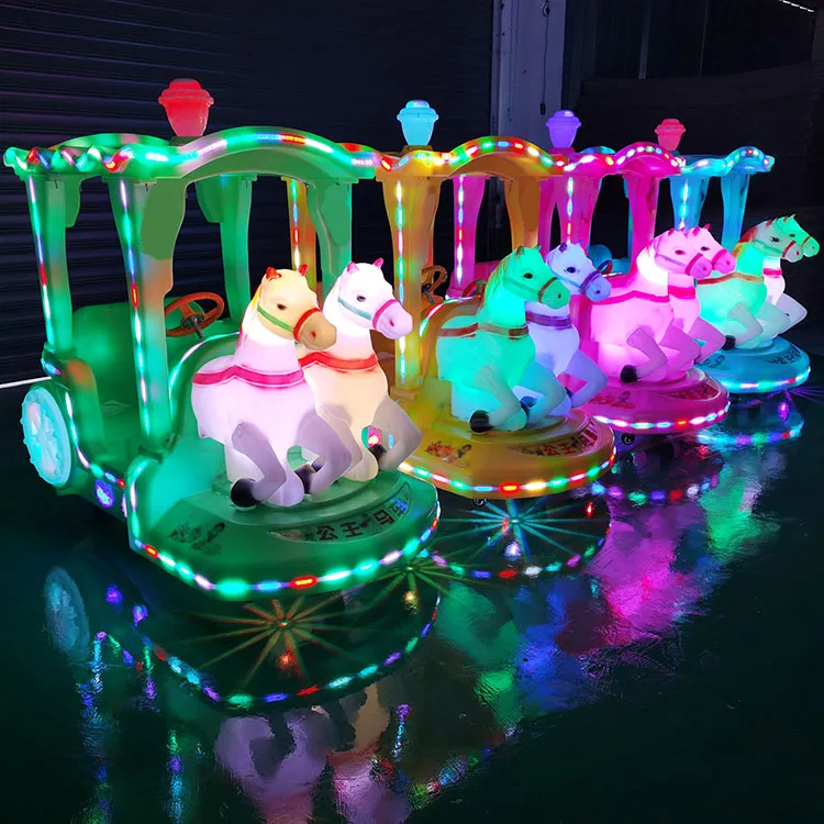 &Princess Carriage Kids Bumper Car, 24V Canopy Dodgem with LED Lights & Music for Amusement Parks Indoor Outdoor Carnival