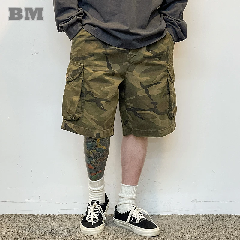 Japanese Streetwear High Quality Loose Camo Tactical Shorts Men Clothing Summer Outdoors Harajuku Casual Baggy Cargo Pants Male