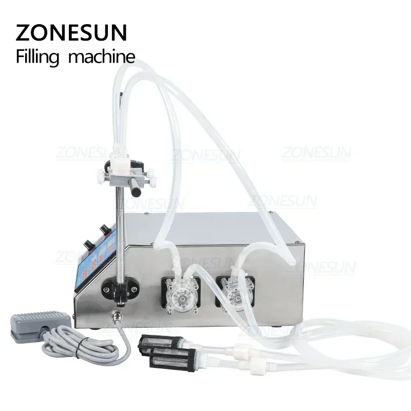 

ZONESUN 0.5-50ml 2 Head Semi Automatic Peristaltic Pump Liquid Filling Machine Perfume Juice Essential Oil Bottle Water Filler