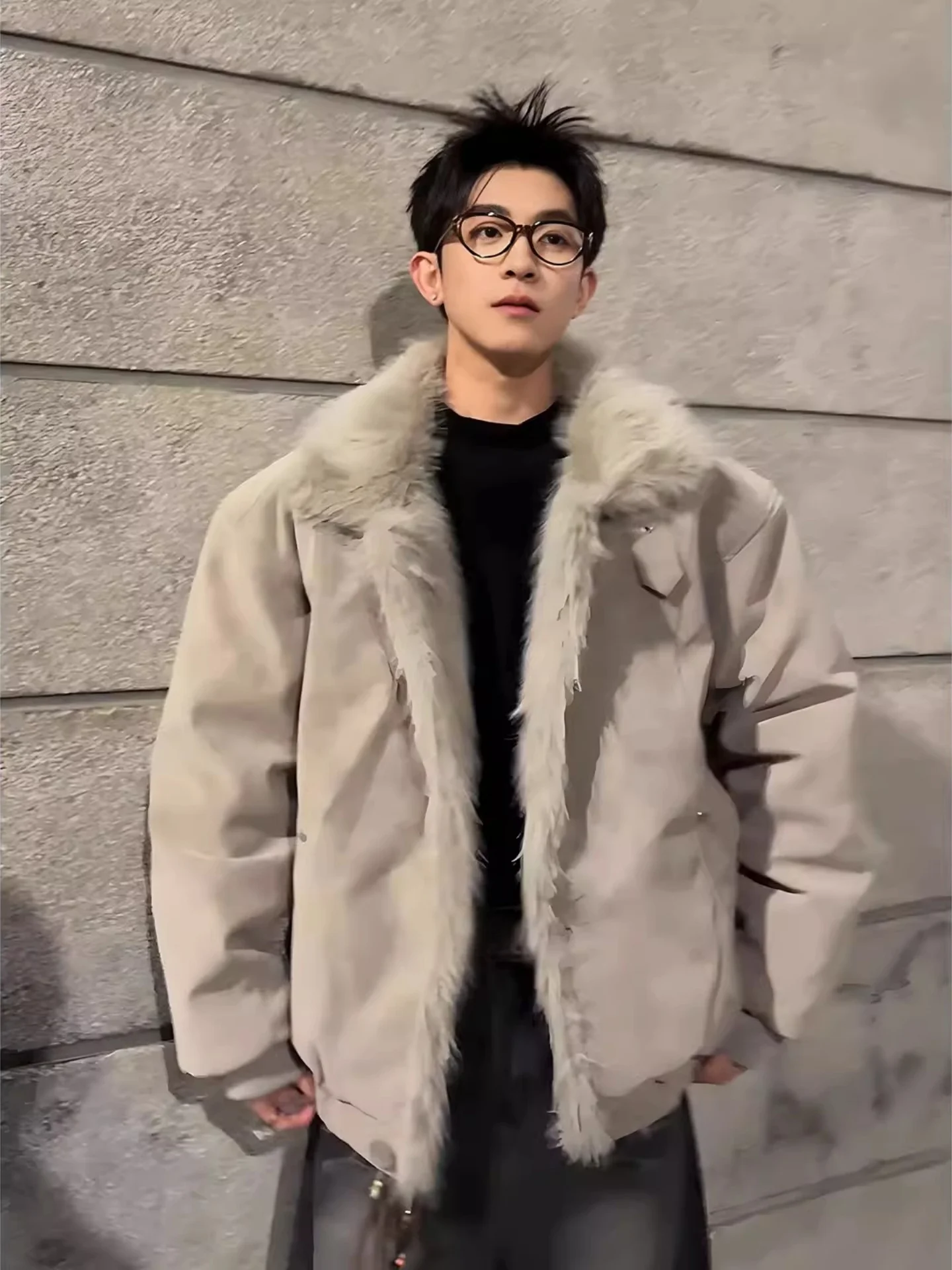 

Мужская зимняя куртка из утолщенной искусственной кожи с эффектом окрашивания, дизайн Mountain Eagle, утепленная хлопком, тяжелая куртка-пальто