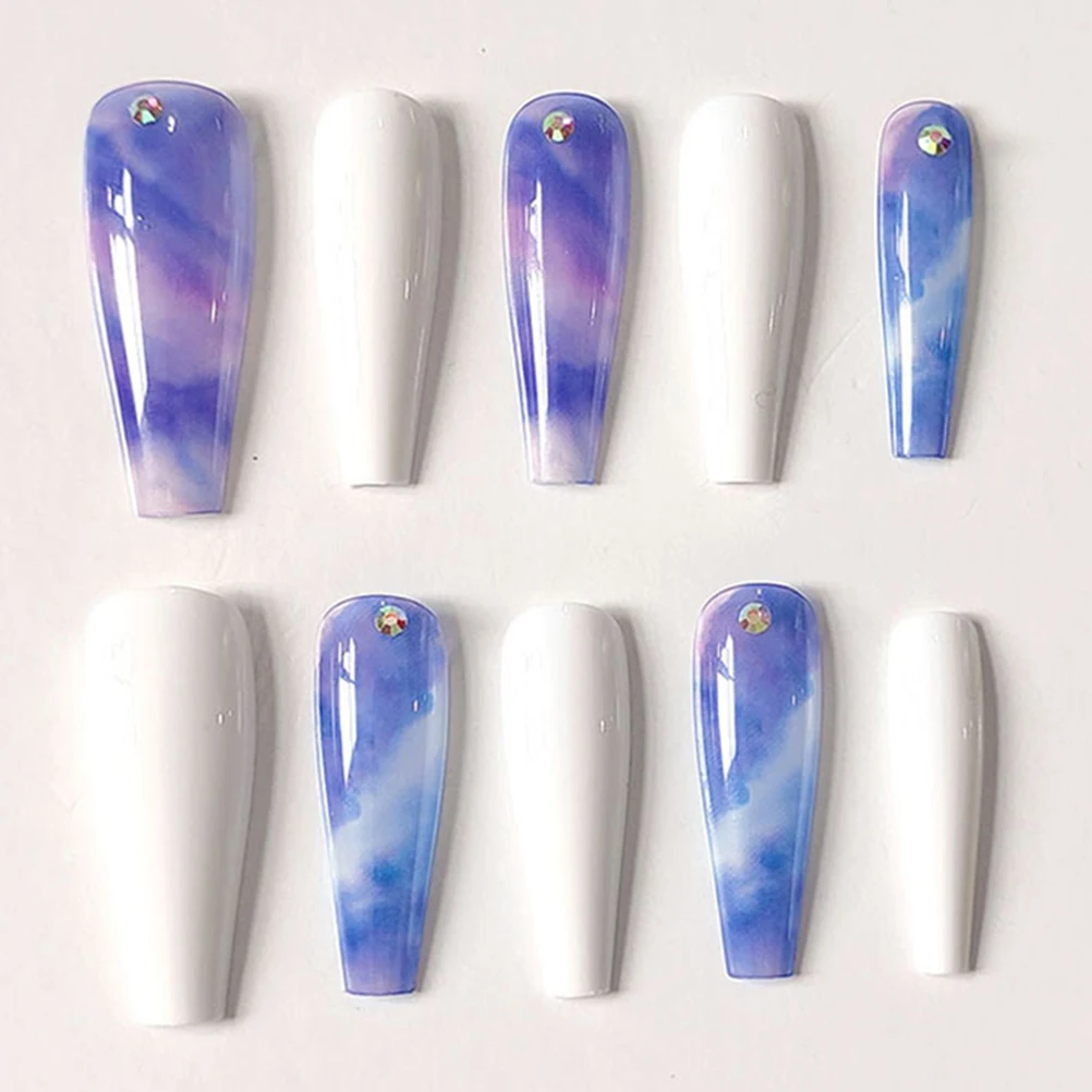 

24 Pcs Nail Chips DIY False Women Tip Nails Long Fake Full Cover Fashion Polish Salon