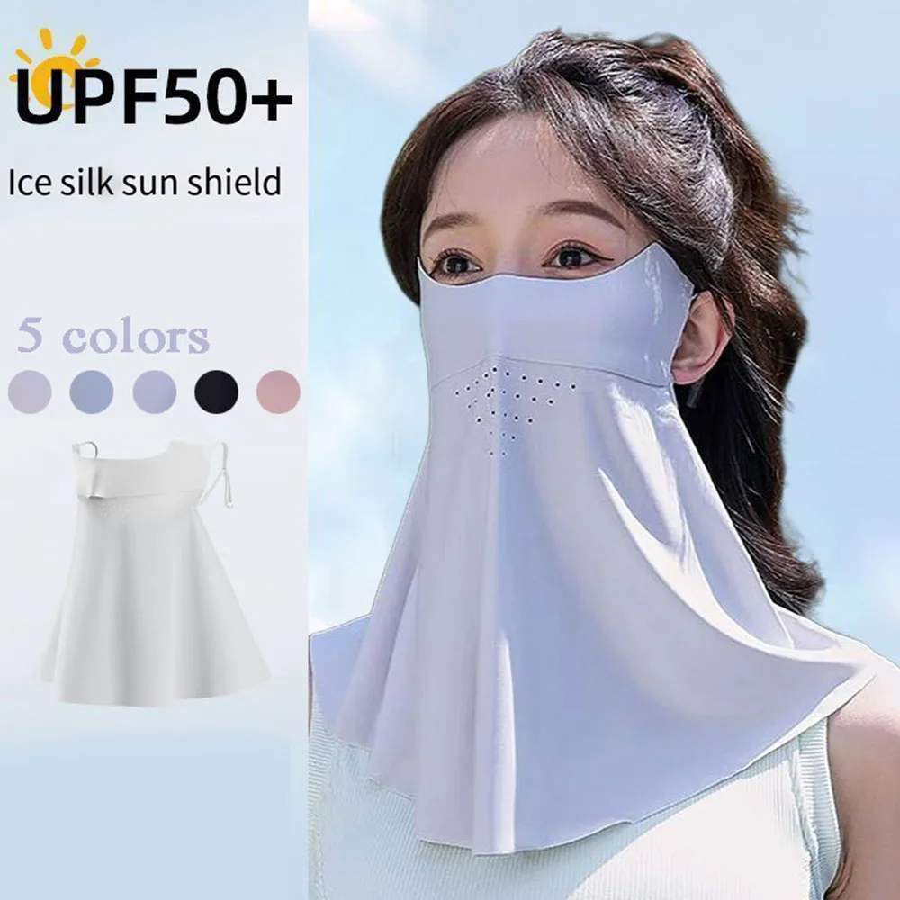 

Women Ice Silk Sunscreen Traceless Mask Scarf Full Face Mask Bandana Thin Breathable Summer Anti-ultraviolet Balaclava Face Mask