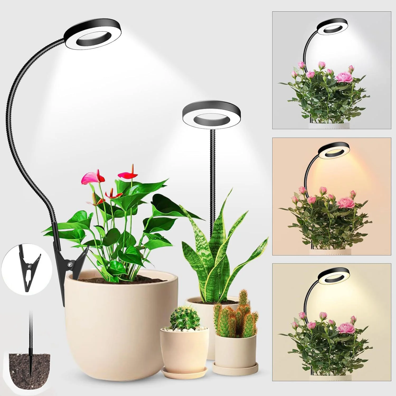 

Plants Growth Light Indoor Full Spectrum LED Plant Light with Automatic On/Off Timer Dimmable 360°Adjustable Gooseneck Light