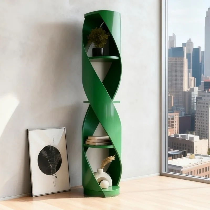 

Lacquered Rotating Bookshelf Solid Wood Bookcase Modern Simple White Storage Rack Home Display Shelf Decorative Cabinet