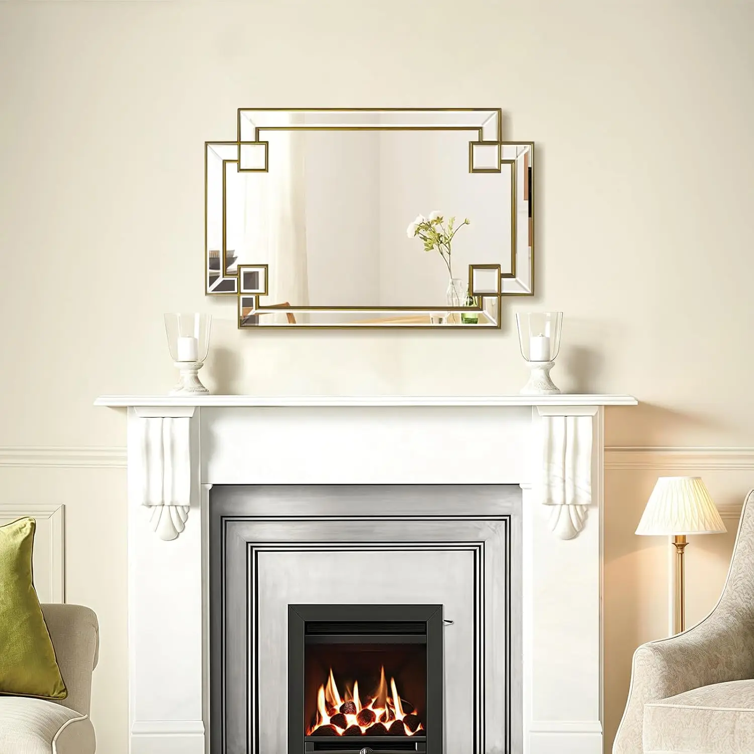 Antique Gold Mirror For Bathroom, 24X36 Inch Rectangle Bathroom Vanity Mirror For Over Sink, Modern Decorative Mirror For