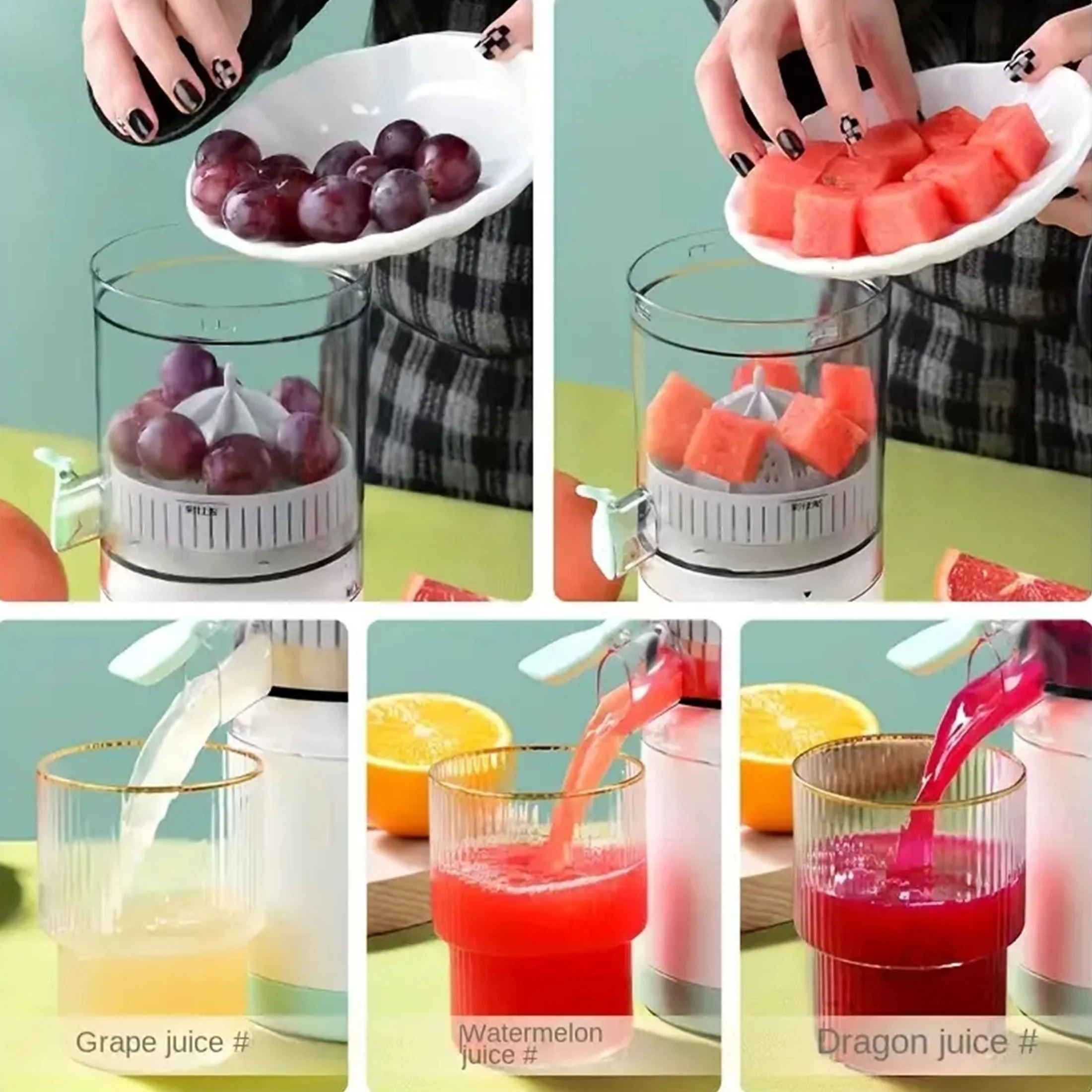 1PC Portable citrus juicer, food-grade ABS cup, plastic body, wireless mini juicer for fresh juice.