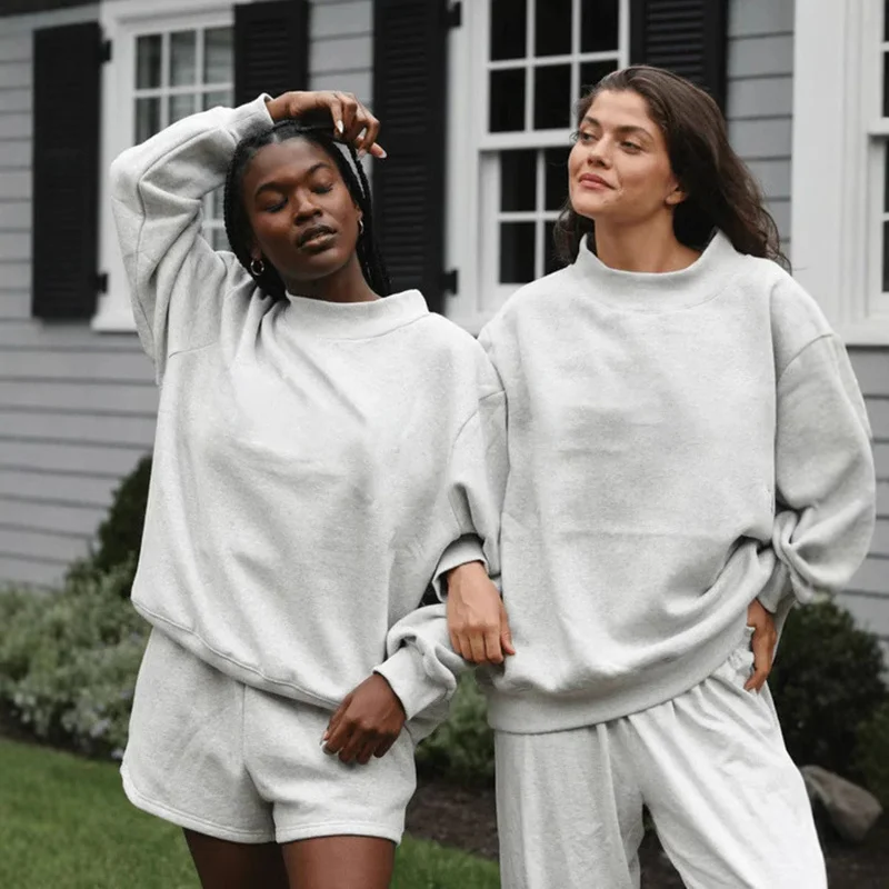 

2026 Ladies' Women's Sweatshirts Spring Autumn Long Sleeve Mock Neck Casual Hoodies Plus Size Womens Relaxed Solid Color Hoodie