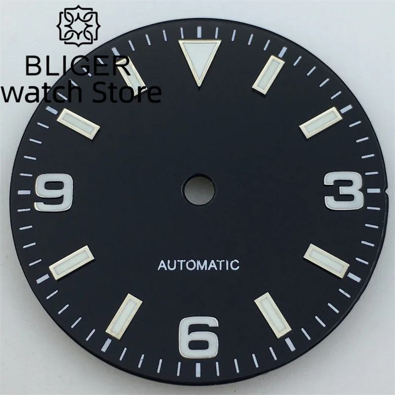 BLIGER 29mm Dial hitam hijau biru putih kuning cocok untuk NH35 NH36 ETA2824 Miyota 8215 821A DG2813 3804 hijau bercahaya