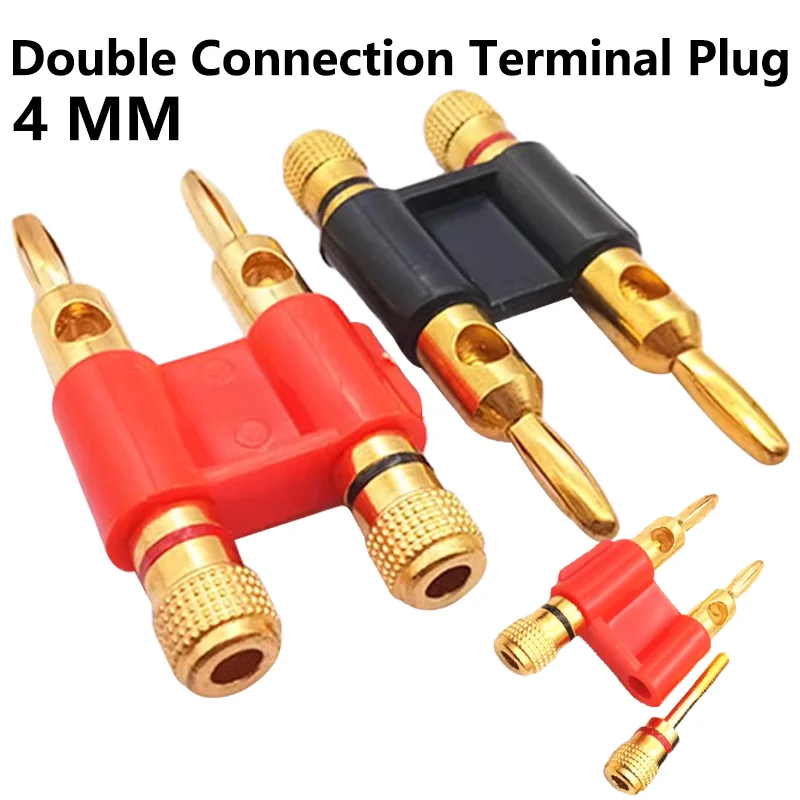 

8PCS 4mm Connector Stackable High Quality Double Row Banana Plug Twin Speaker Loudspeaker Two-position Audio Gold-Plating Plug