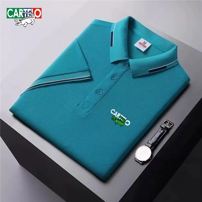 Summer men's high-quality fashionable embroidered logo short sleeved polo shirt, new fashionable, casual, breathable, cool top