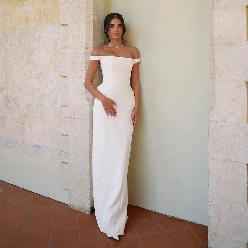 

Eightree Simple Mermaid Wedding Dresses Off The Shoulder Floor Length Bridal Dress Princess Wedding Ball Prom Gowns Customized