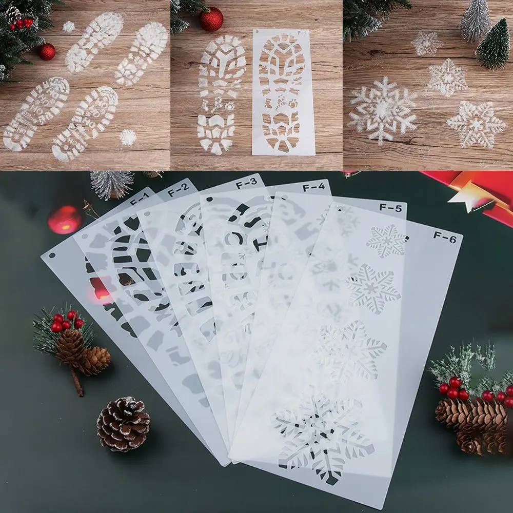 4pc/6pc Stamp Footprints Floor Decor Painting Template Graffiti Drawing Tool Cute Snowman Christmas Style Stencil