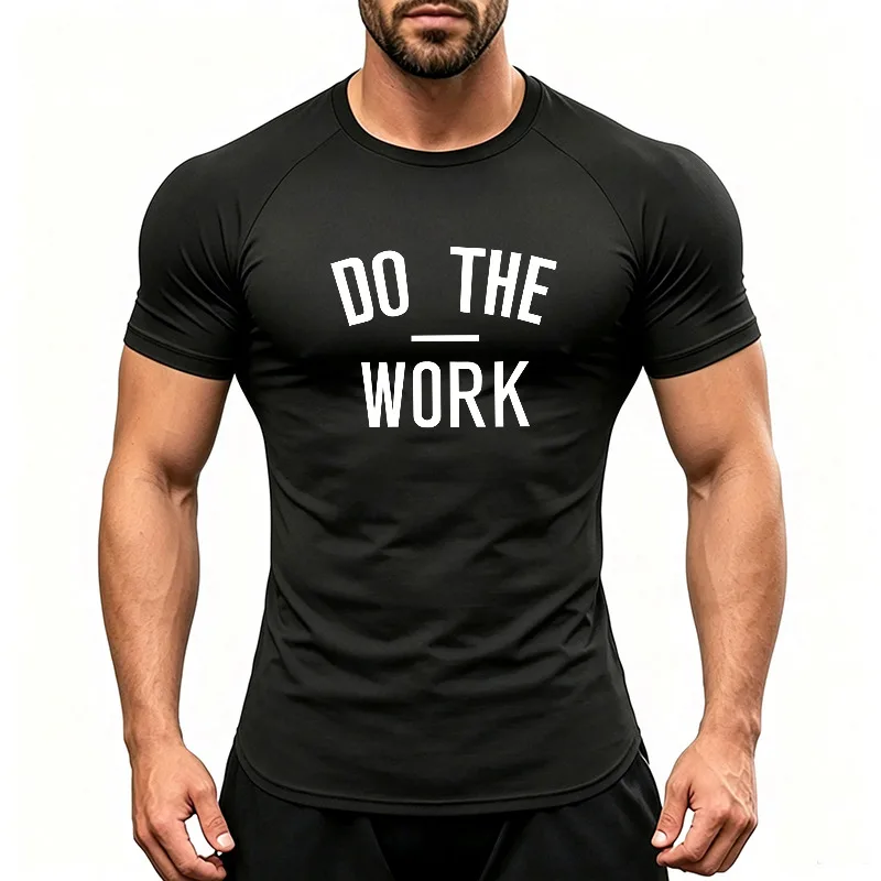 Men Quick Dry Running T-Shirts Moisture Wicking Short Sleeve Crew Neck Gym Workout Top Breathable Slim Fit Compression Tee