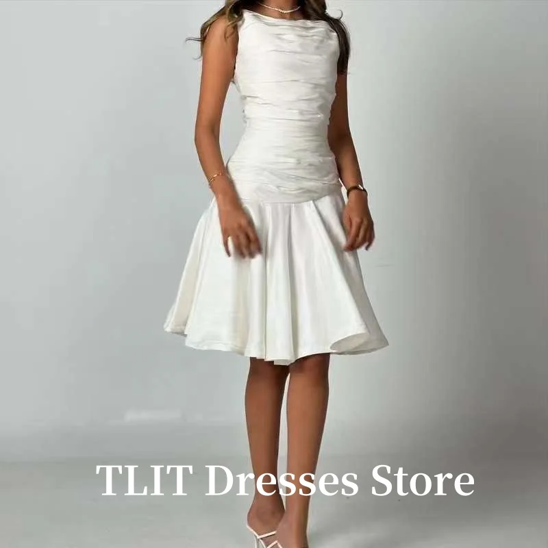 Tlit branco na altura do joelho mini vestidos de festa à noite árabe feminino formal festa de formatura vestidos evento formal personalizado robe de soiree