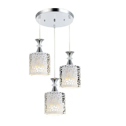 3 Lights E27 Pendant Light, Adjustable Chandelier for Dining Room, Modern Petal Ceiling Lamp with Iron Lampshade