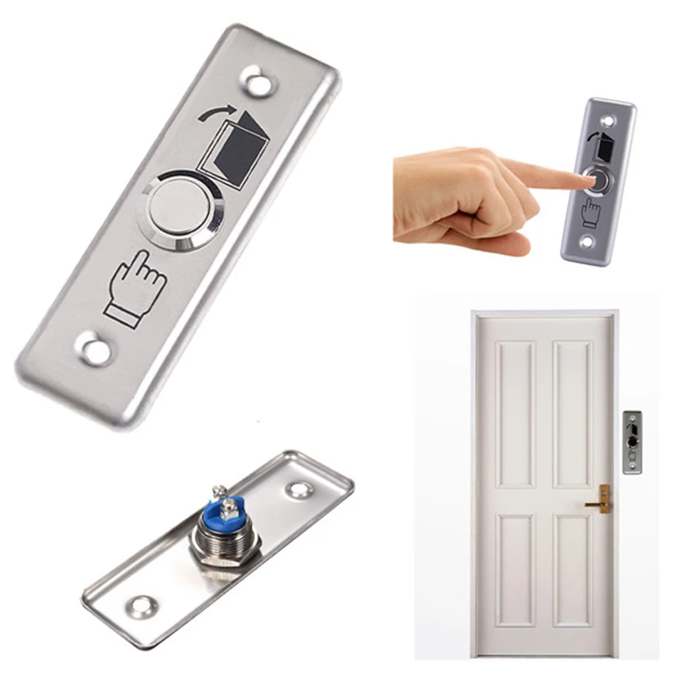 Stainless Steel Exit Button Push Switch Door Sensor Opener Release for Magnetic Lock Access Control-silver