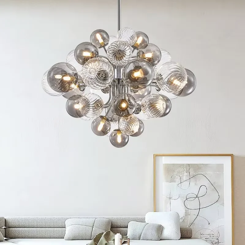 

Nordic Glass Bubble Pendant Lights Ball Silvery For Bedroom Table Dining Living Room Pallocino Chandelier Home Decor Fixture