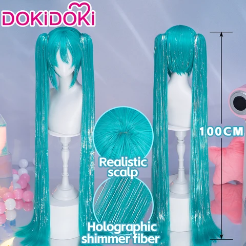 Парик MIKUU для косплея DokiDoki сине-зеленый 100 см