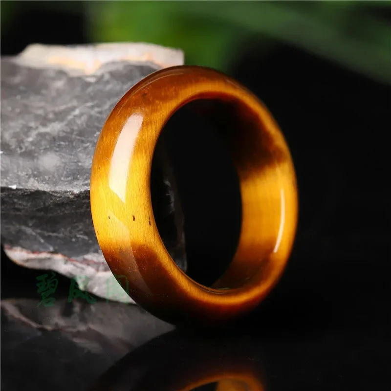 Natural  Tiger Eye Stone 8-12 Size Ring Chinese Jadeite Amulet Fashion Charm Jewelry Hand Carved Crafts Gifts for Women Men