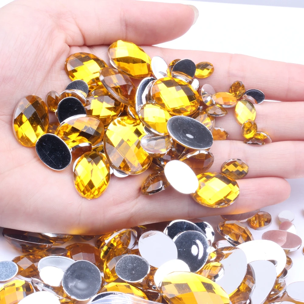 

Oval Shape Earth Facets Acrylic Rhinestones Flatback 5000pcs 6x8mm Glue Beads Handmade DIY Jewelry Nails Art Dress Decorative