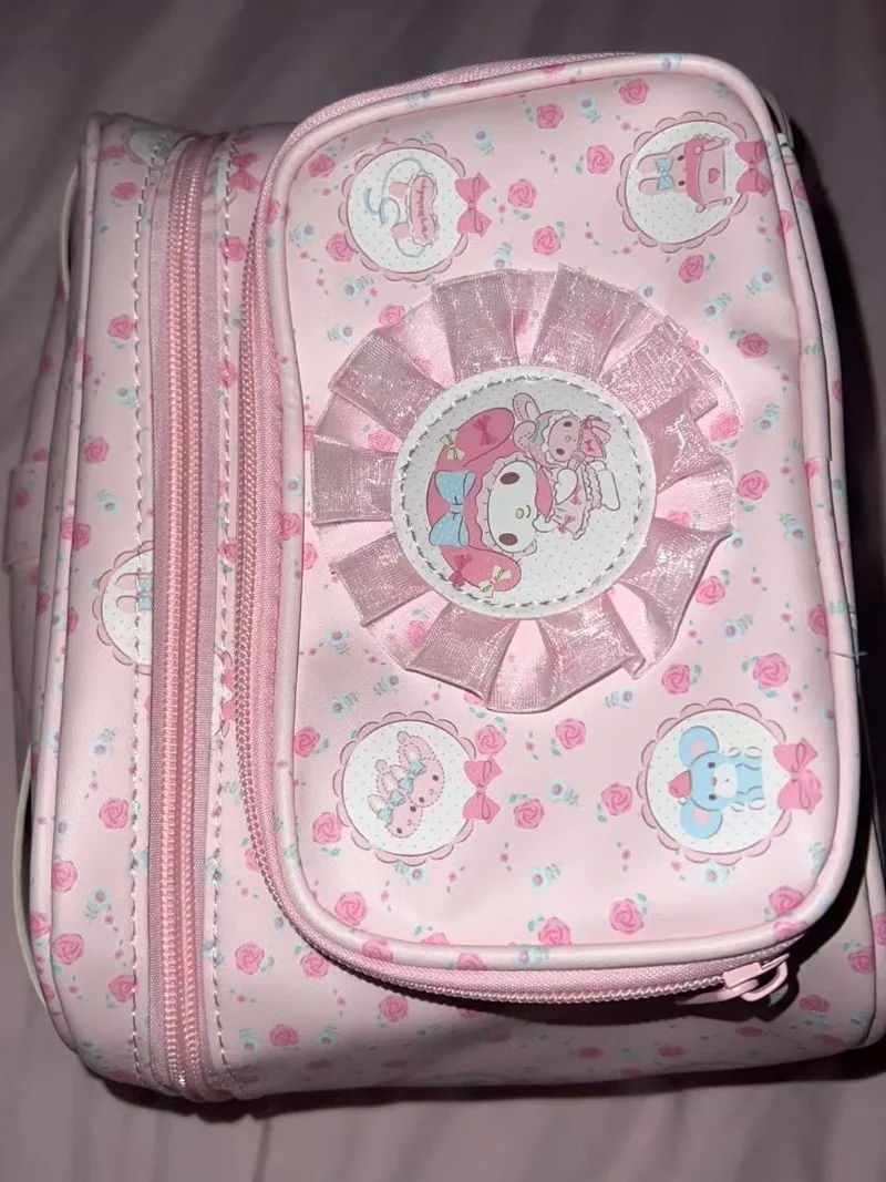 2025 Kawaii سانريو أنيمي حقيبة مستحضرات تجميل لطيفة حقيبة تخزين كبيرة حقيبة يد جميلة بلدي ميلودي ماكياج هدية عيد ميلاد لعب للأطفال #1