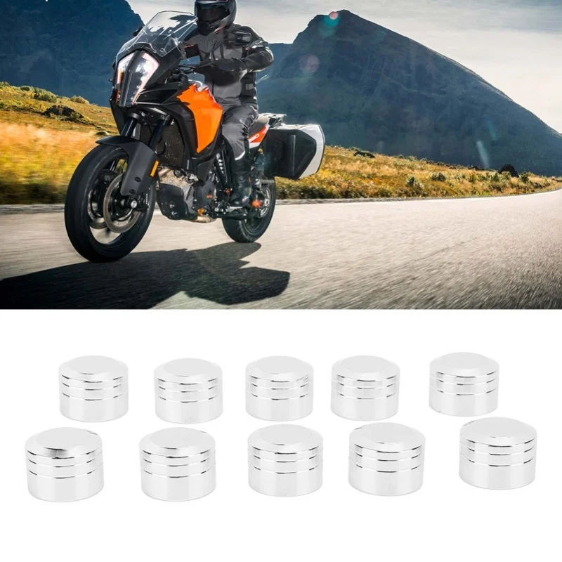 10pcs Motorcycle Head Bolt Cover Secure Protection CNC Aluminum Universal Fit Engine Screw Toppers Cap Small Size