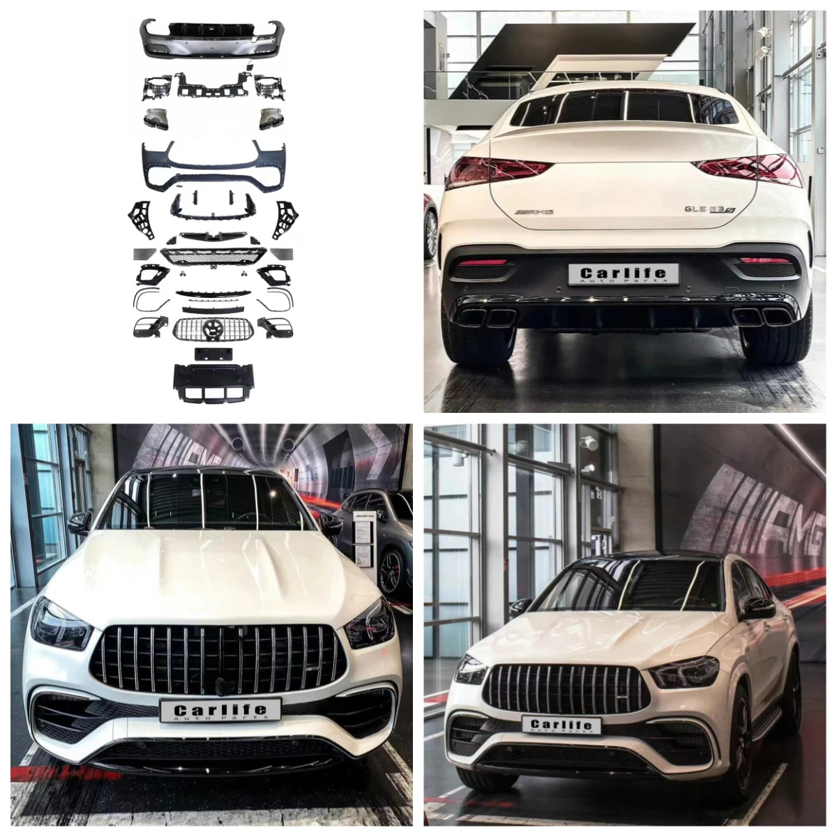

Body Kit for Mercedes Benz GLE 2020 C167 Upgrade to GLE63 Coupe AMG Style Including Front Rear Bumper Tail Lip and Tail Exhaust