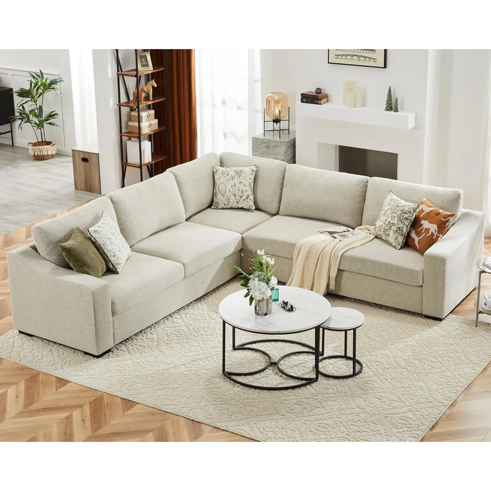 

112" L Shaped Sectional Sofa with Detachable Sofa Cover, Reversible Sectional Modular Couch for Living Room.