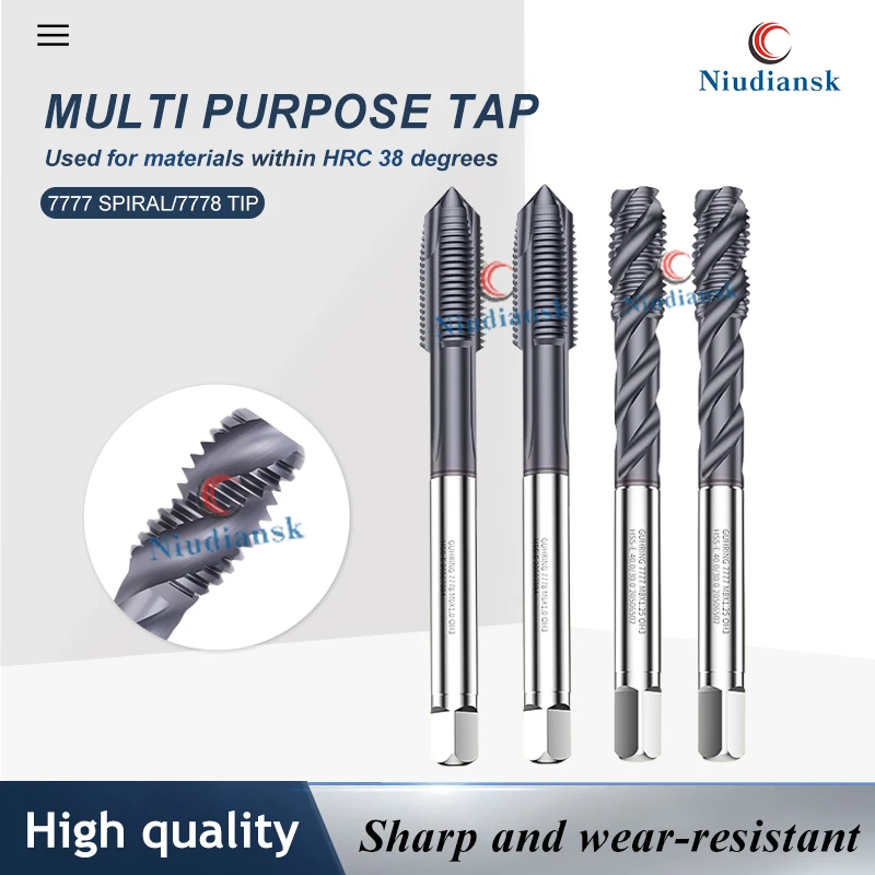 CNC Lathe 7777/7778 M5x0.8/M12x1.75/M20x2.5 Stainless steel special spiral high hardness 7777/7778 Series Spiral Tap And Tip Tap