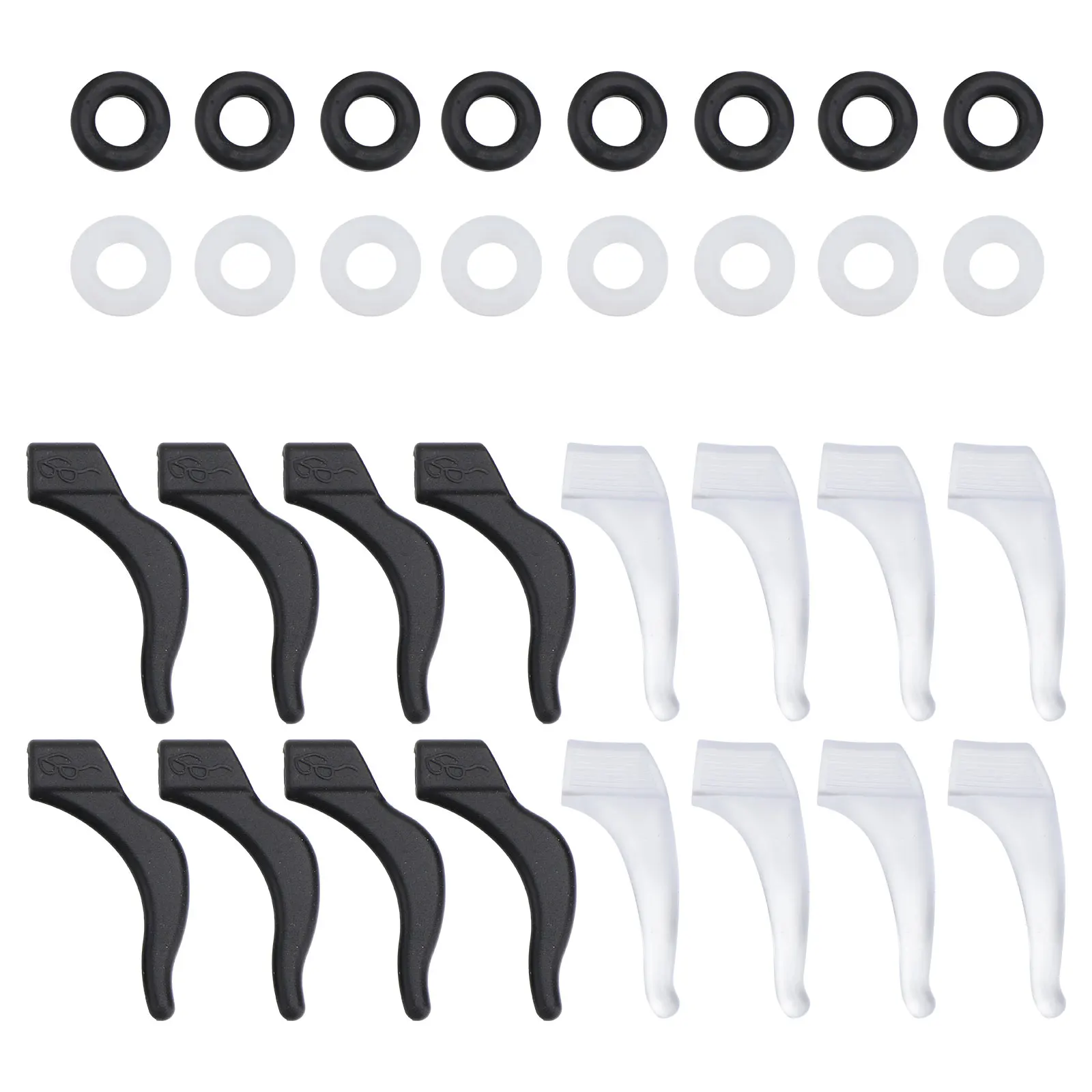 

32 Pcs Glasses Anti slip Covers 4 Black 4 White Earmuffs Temple Tips Silicone Retainers Non slip Eyewear Accessories For Sports