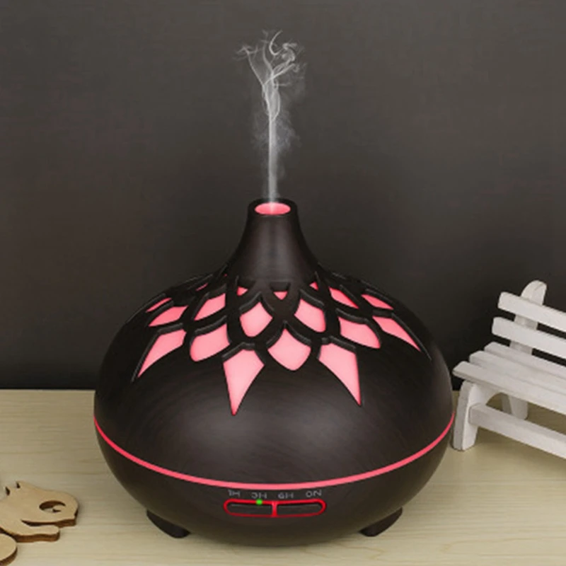 Difusor de Aroma de 500ML, humidificador de aire, difusores de aceite esencial, luces nocturnas coloridas por ultrasonido para el hogar y la Oficina, enchufe estadounidense