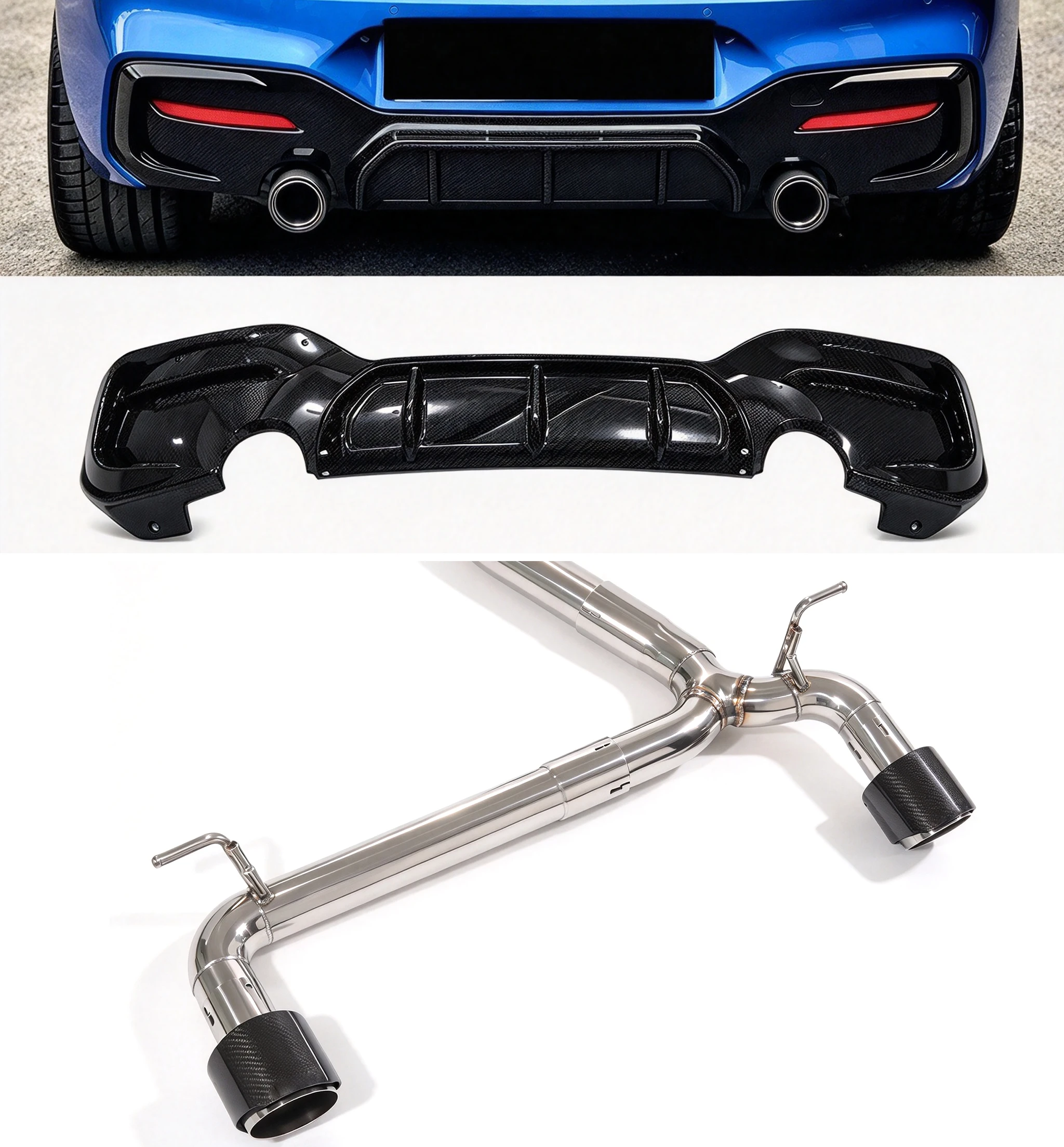Catback Full Straight Pipe Exhaust System for 2013-2019 BMW 125i F22 F20 B48 High-Performance 304 Stainless Steel Exhaust Pipe