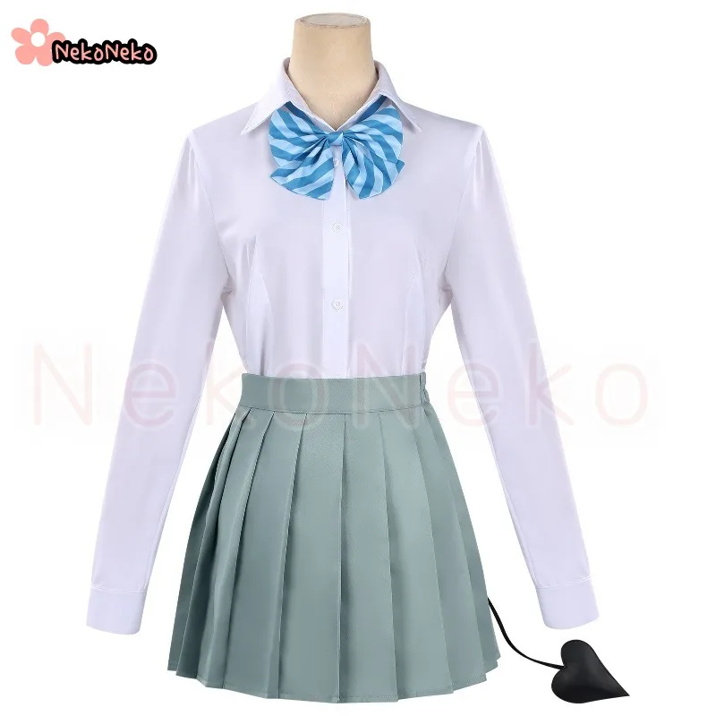 2026 New Anime Koketsu Kanan Cosplay Costume Wig Woman Blue School Uniform Coat Shirt Bow Tie Tail Skirt Set view 3