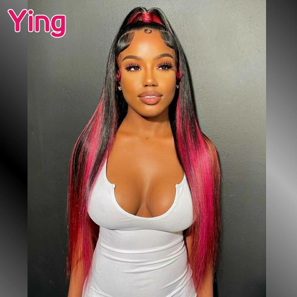 

Omber Red Colored High Density 13x6 Lace Frontal Human Hair Wigs Bone Straight PrePlucked Brazilian Remy 5x5 Lace Closure Wig