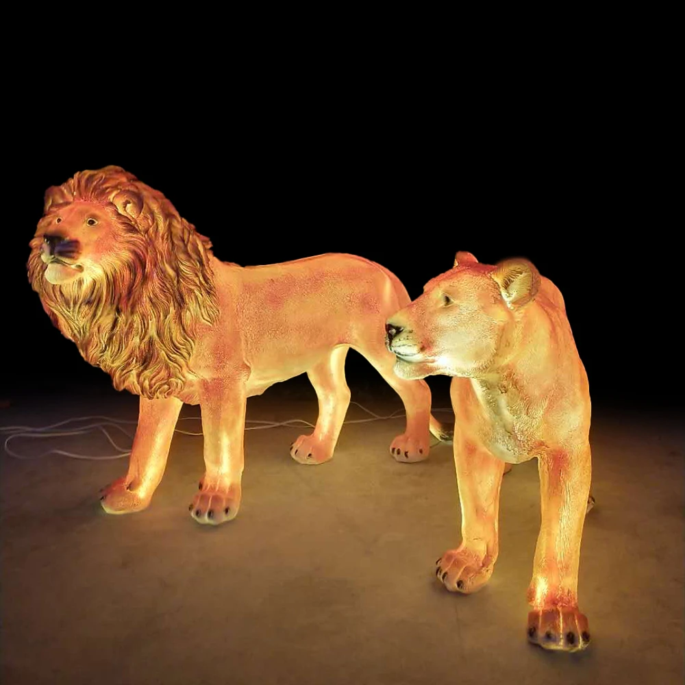 3D Luminescence Giant Standing Animals Figurine Lion Sculpture Led Decorative Lights Outdoor 3d Christmas Decorations