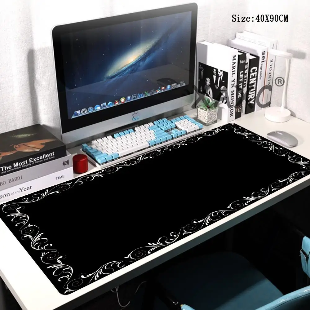 

HYBXAXC Black Flower Lace Mouse Pad Large Gaming Table Cushion Non-slip Laptop Tablet Mousepad XXL Mat Mini PC Playmat