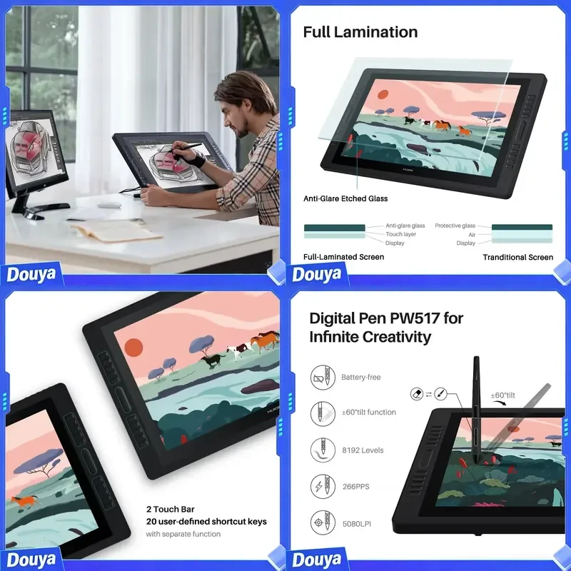 Kamvas Pro 24 Professional Pen Tablet Art Animation Electronic Digital Handwriting Drawing Touch Screen