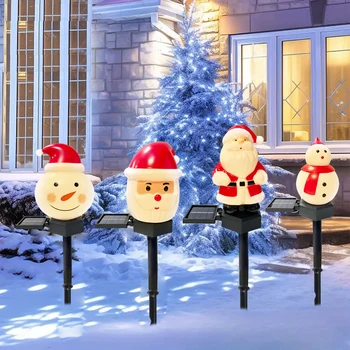 1pc natal papai noel & boneco de neve paisagem gramado luz solar ao ar livre à prova dwaterproof água pátio estacas luz para decoração do jardim