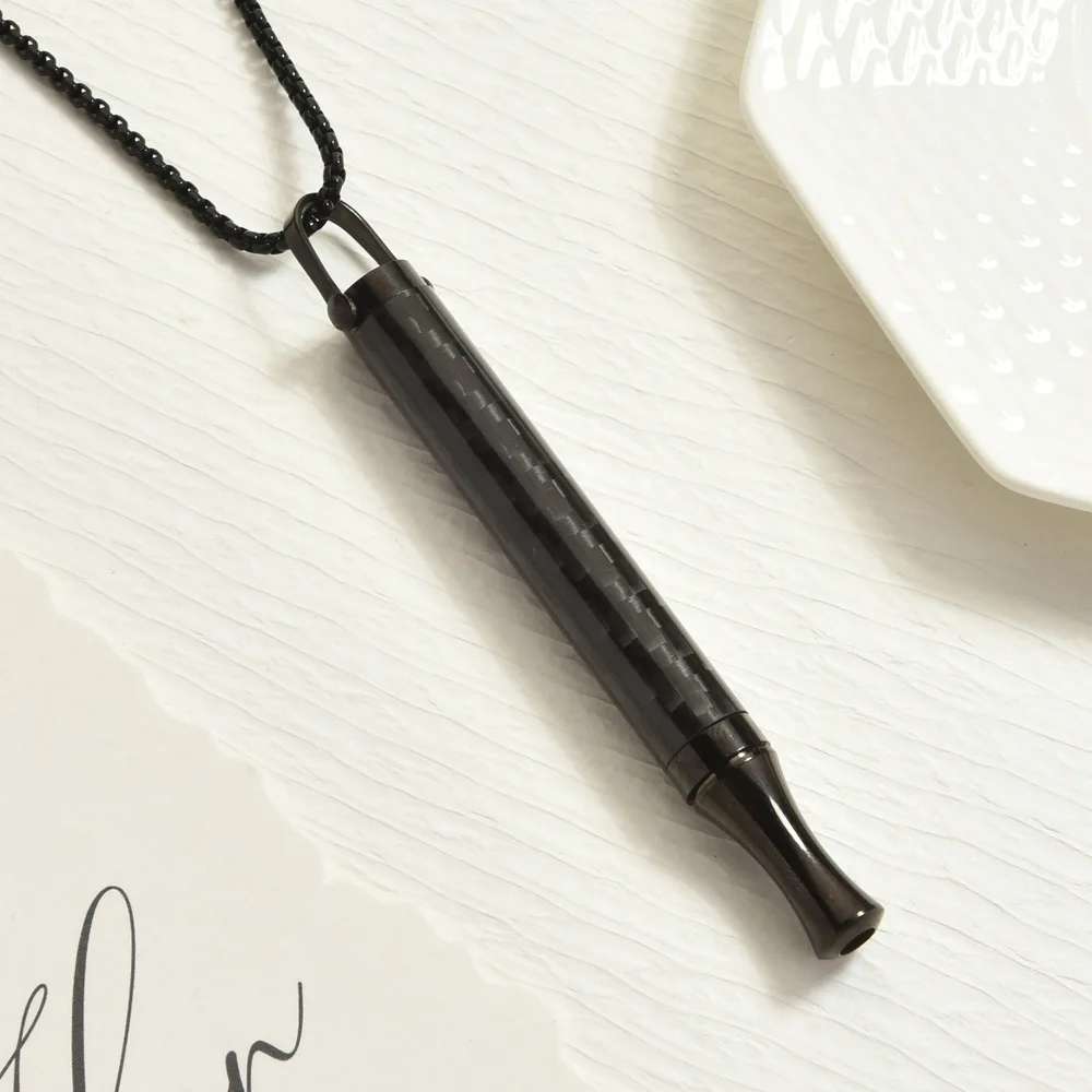 Meditation Mindfulness Adjusting Breath Whistle Pendants Carbon Fiber Smoking Cessation Fashion Necklace Relieves Anxiety