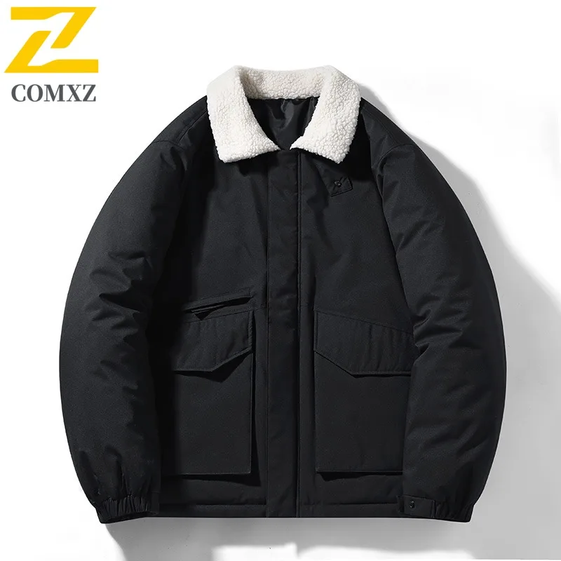 COMXZ Cotton Padded Jacket Classic New Japanese Retro Warm Winter Jacket Skiing Loose Versatile Lamb Wool Jacket Men's Clothing