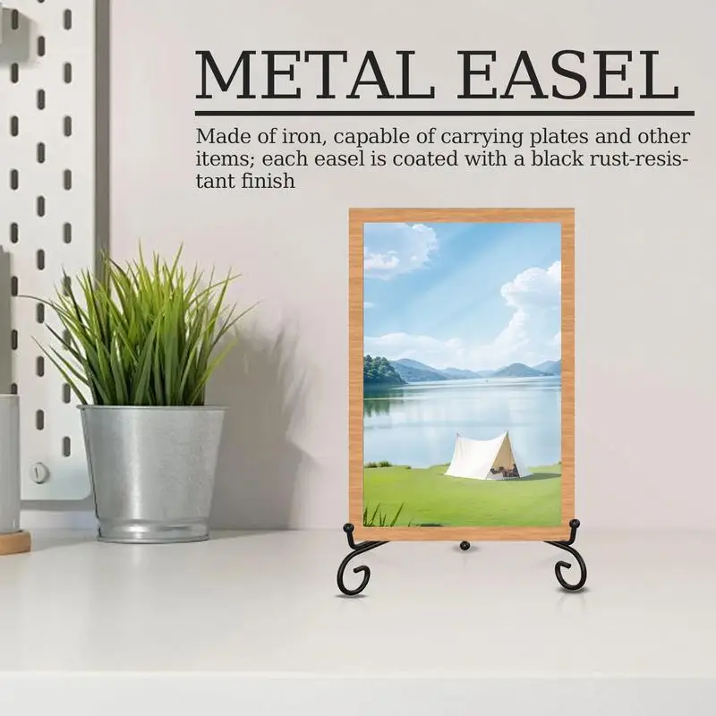 Plate Easels For Display Set Of 4 Metal Easel Display Stands 5-inch Tabletop Picture Holder Tripod Easels For Pictures Home