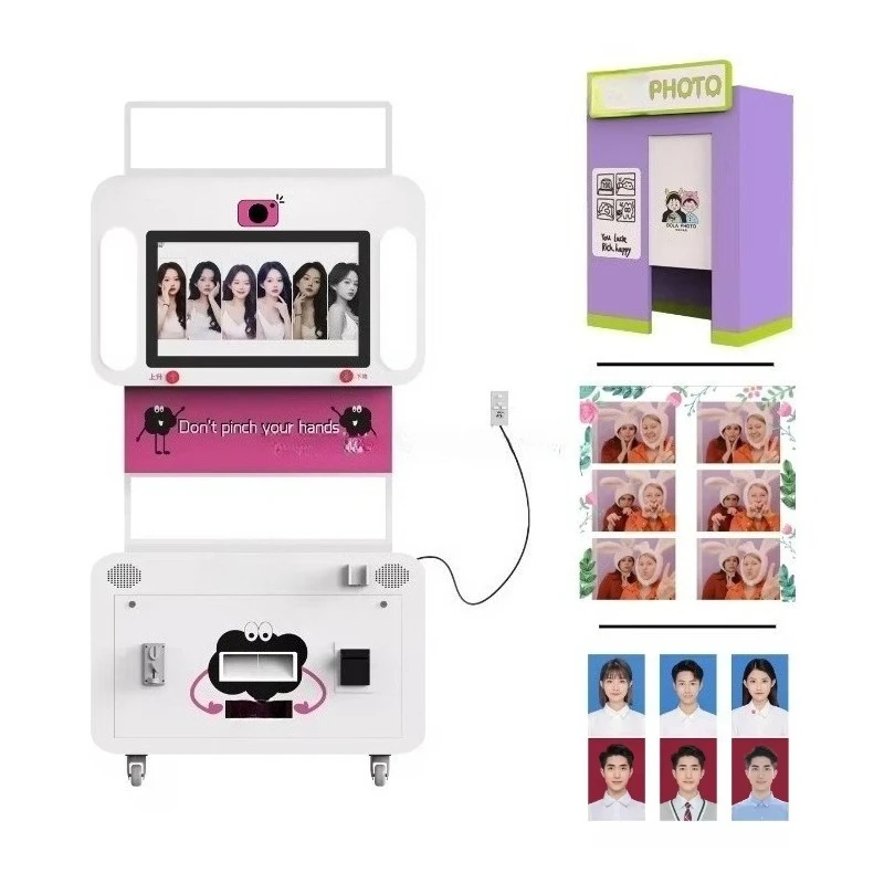 

Customized New Photo Booth Machine Shell Self Service Photo Booth With Payment Processing For Commercial Use