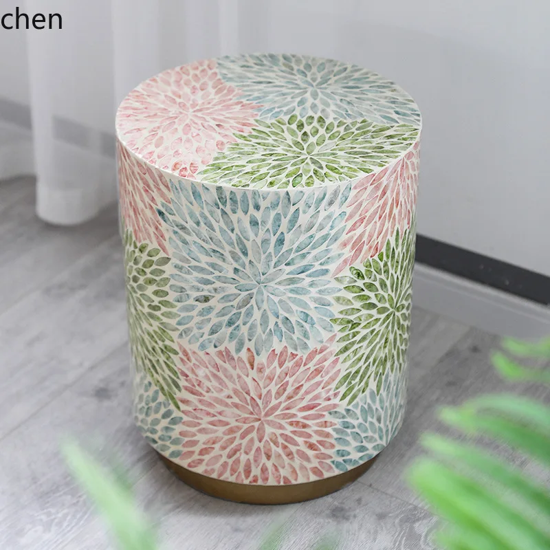 CZ French Style Shell Edge Table High-End Sofa Corner Table Balcony Coffee Table Bedside