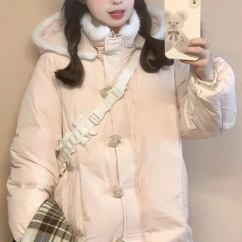 

Women's Padded Jacket Outdoor Daily Wear 2025 Winter New Fur Collar Design Puffy Coat Korean Retro Thick Warm Thick Jacket Tops