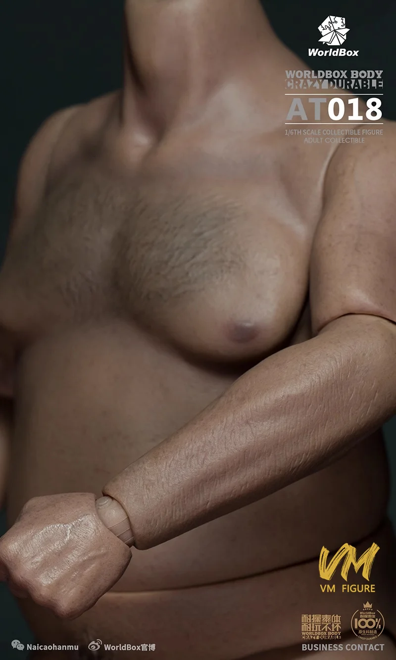 

WorldBox AT018 1/6 Scale Durable Fat Male Body Obese Man Model Flexible Joint Body 12‘’ Man Soldier Action Figure Doll Toys