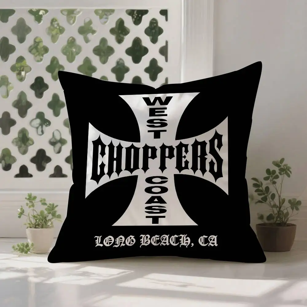 W-West Coast C-Choppers Pillow Case Anti-dustmite Pillowcase Invisible Zipper Silky Short Plush Sofa Cushion Cover